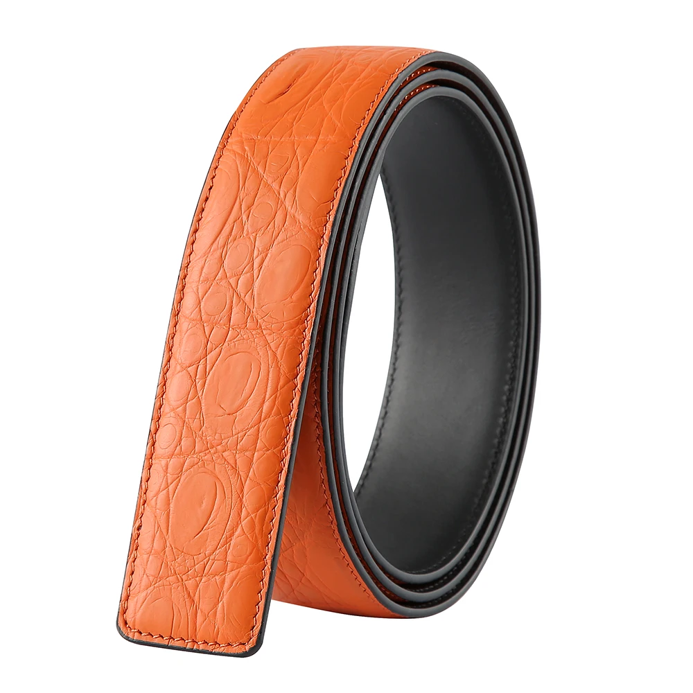 

Authentic Genuine Crocodile Skin Male Brown Belt For Smooth Pin Buckle Exotic Real Alligator Leather Men's Black Waist Strap