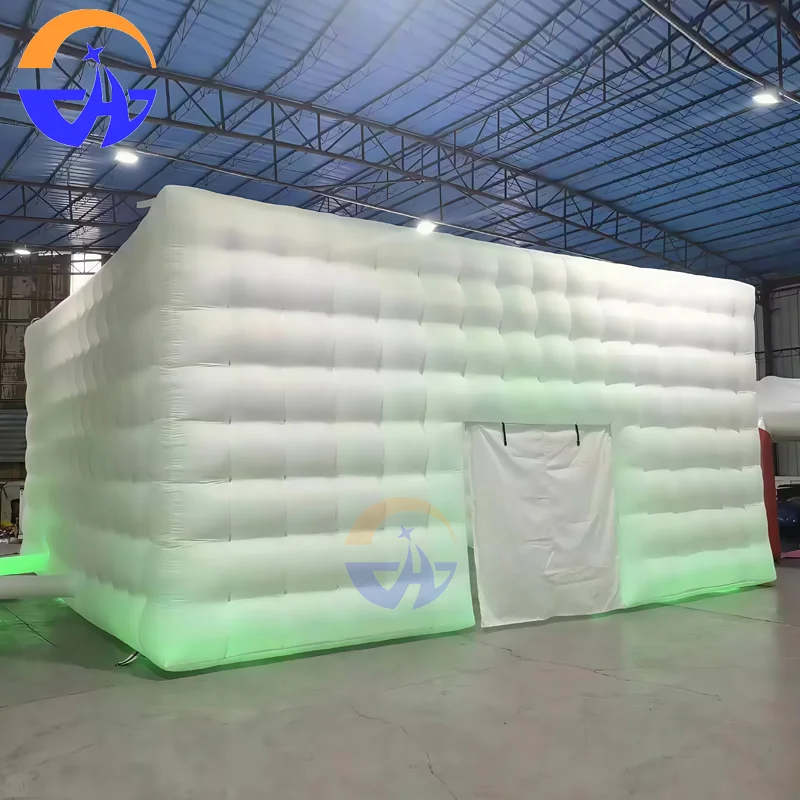 8x8x4m Grote Witte Opblaasbare Nachtclub Disco Kubus Party Tent Kubus Bruiloft Tent Vierkant tuinhuisje Evenement Onderdak Draagbare Paviljoen