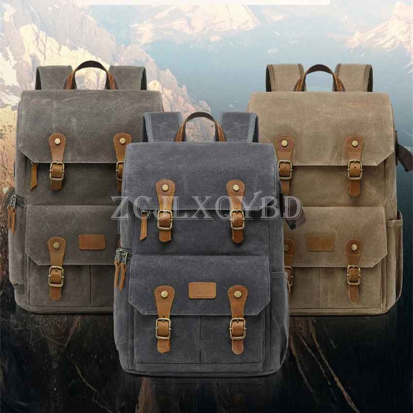 Photography Casual Batik Canvas backpack with USB Port Laptop Waterproof Men Camera Bag Carry Case for DSLR