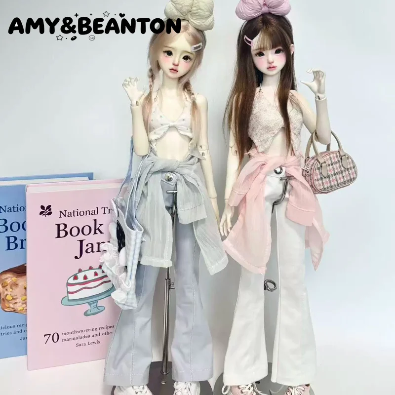 1/4 BJD Doll Outfit Fit Large 1/4 BJD Body Sun Protection Cardigan Camisole Flared Pants Suit Dolls Costume Set No Doll Included