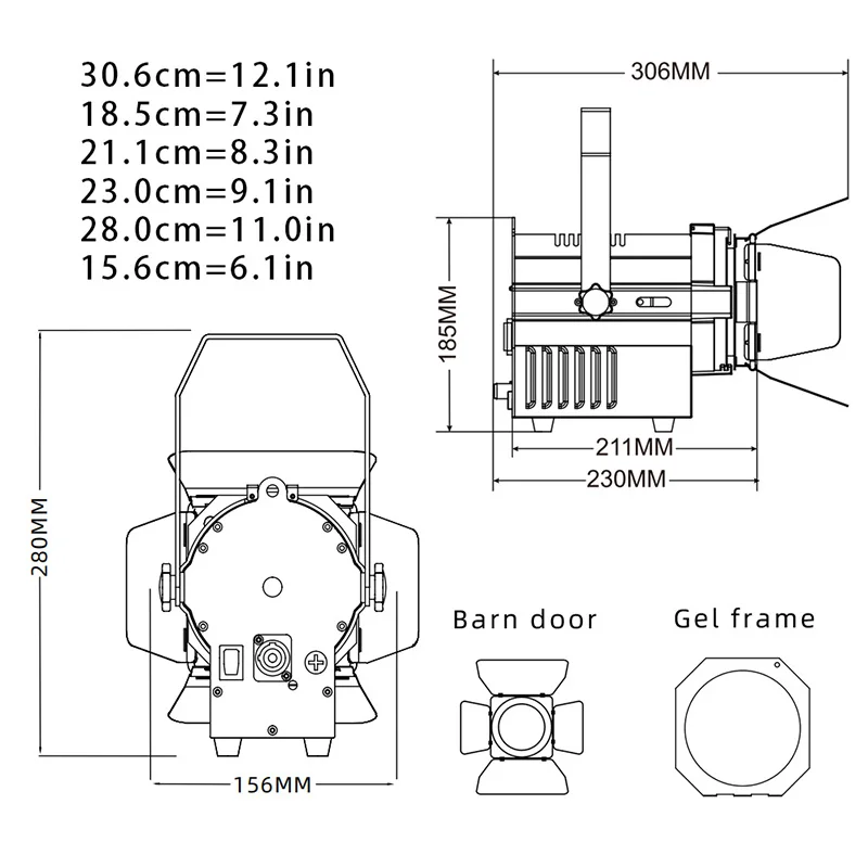 40W Warm Cold LED Fresnel Spotlight Manual Rotary Zoom Par Lighting With Baffle for DJ Stage Light Wedding Restaurant Theater