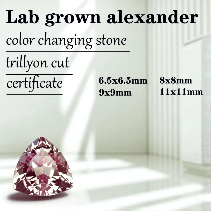 

Alexandrite Trillyon Shape Color Changing Stone Lab Grown Gemstone DIY Jewelry Making Materials with Certificate Natural Colour