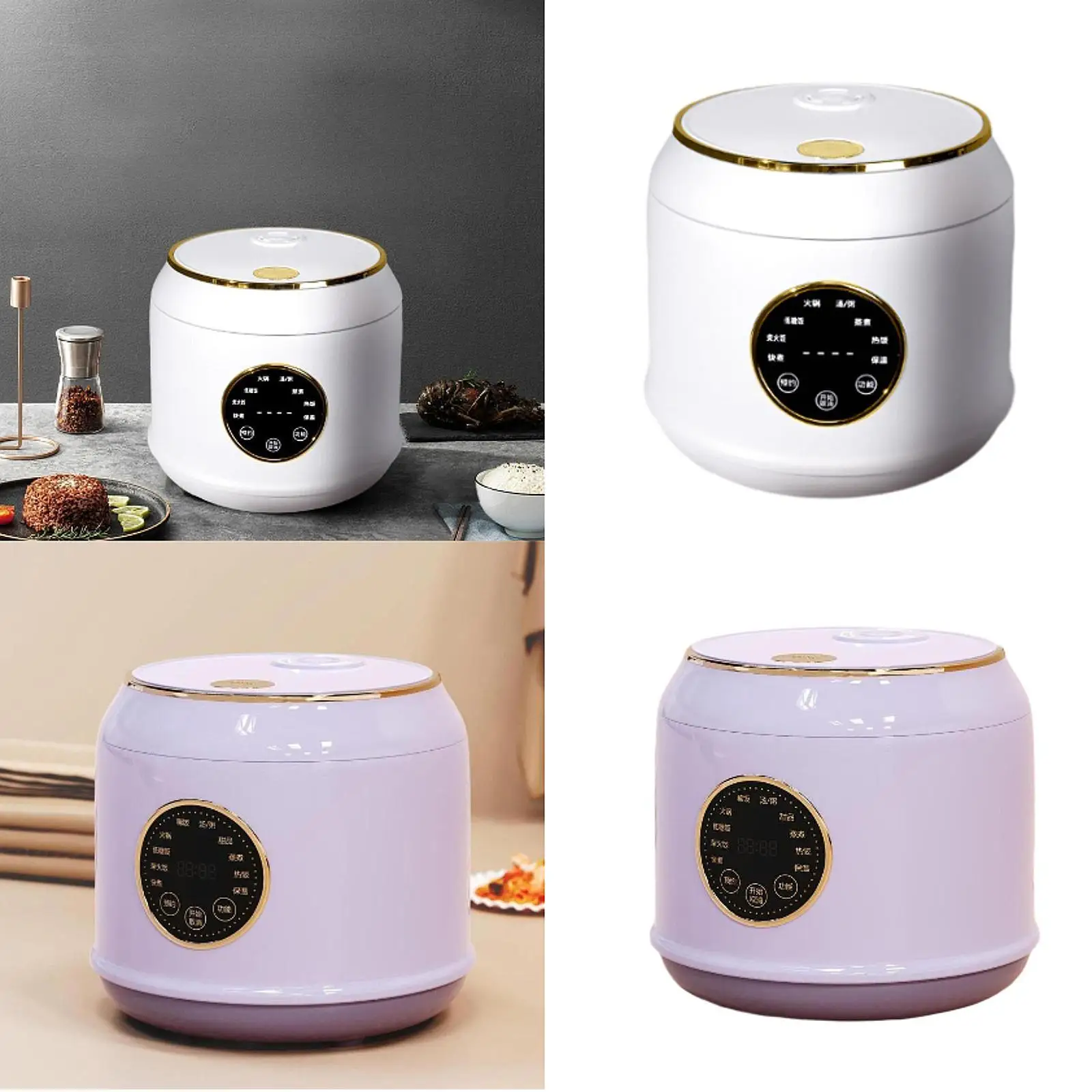 

Electric Rice Cooker Nonstick Inner Pot Auto Keep Warm 2L Versatile Compact Ceramic Glaze Liner for Noodles Pasta Steak Fry Soup