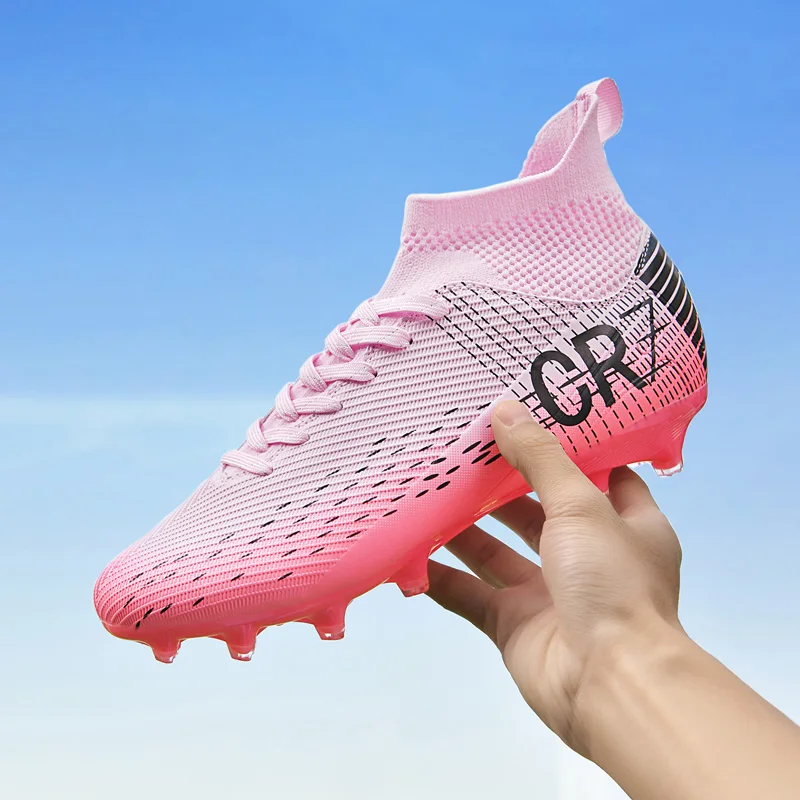 

High top football shoes for men, summer breathable, wear-resistant, anti slip training shoes, grass professional competition spo