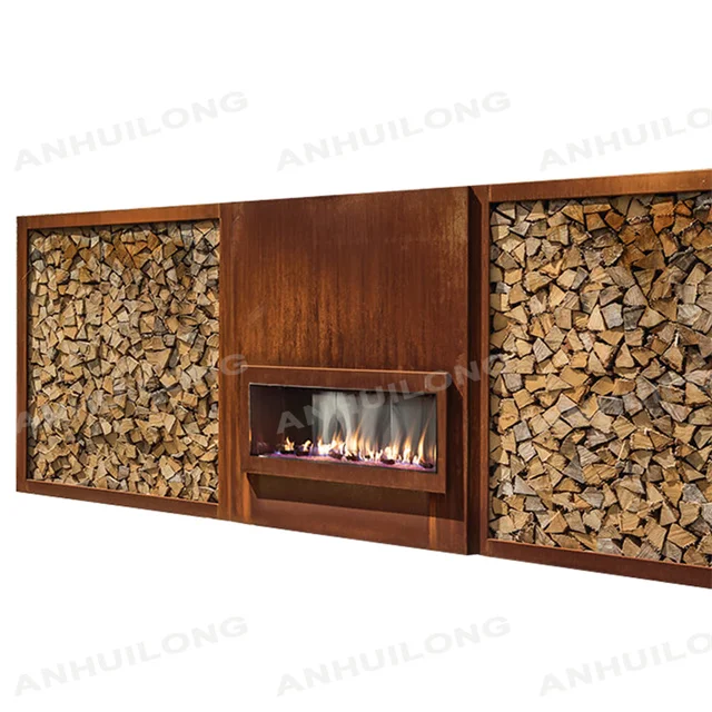 

Corten Steel Wood Cooking Stove with Chimmney Terrace Fireplace Pellet Smoker