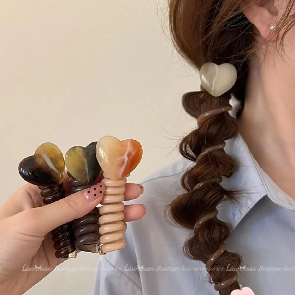 

Cute Plastic Telephone Line Hair Ties Resin Love DIY Hair Rope Hair Accessories Elastic Hair Bundle Girls Women