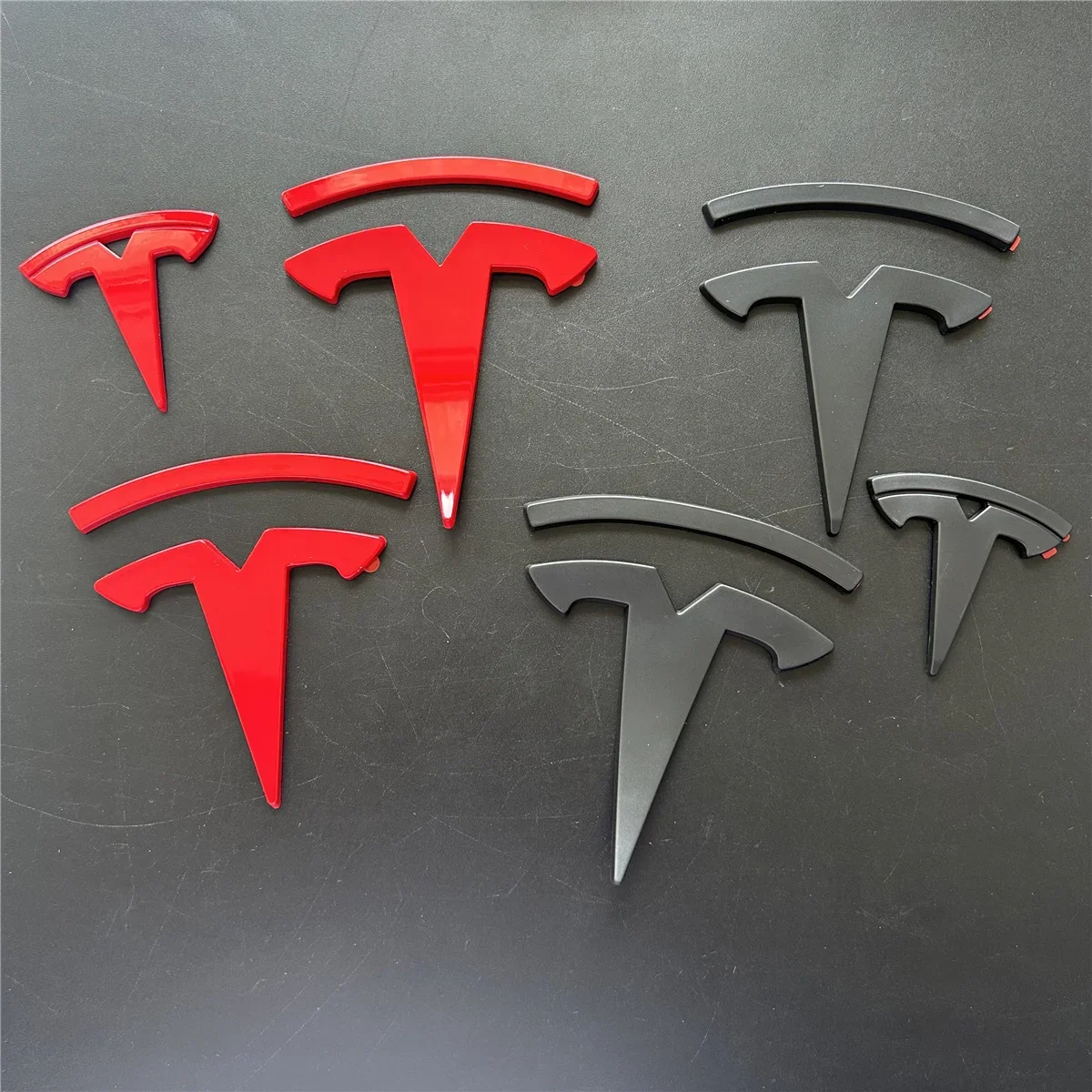 3pcs Matte Black for Tesla Model 3 Y Auto Logos Steering Wheel Patch Decoration Modified Accessories Tail Box