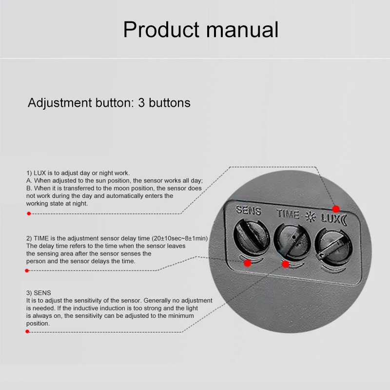 조명 스위치 모션 센서, 조정 가능한 인체 모션 센서, 미니 Ac85-265v Pir 모션 센서, 스마트 홈 Pir 스위치