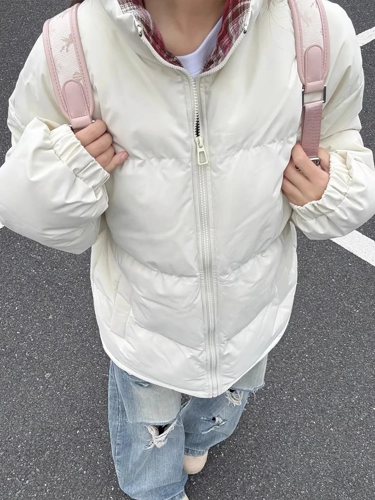 Fitcheck Plaid Patchwork Cotton Jacket Men's Autumn Winter No Hat Stand Collar High-End Sensation American Heavyweight Couple...
