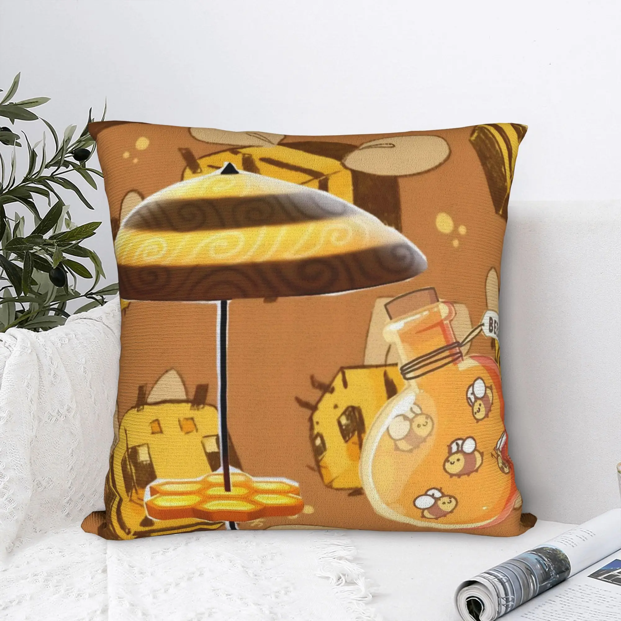Bee Swarm Simulator BSS Game Pillowcase Printing Fabric Cushion Cover Decorations Cartoon Pillow Case Cover Home Square