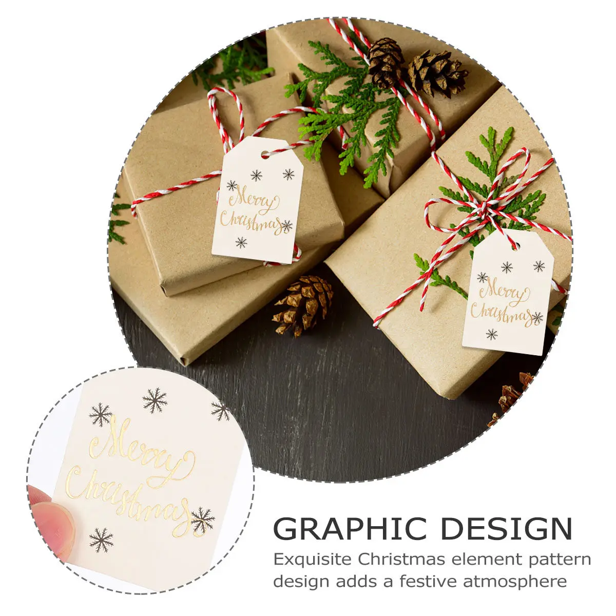 

100Pcs Christmas DIY Gift Tags Bookmark Style Decorative Labels for Presents Cookies Baking Holiday Craft Greeting Card Supply