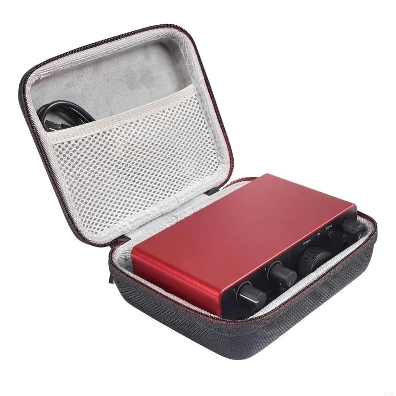 Y4QF Estuche Viaje portátil almacenamiento tarjeta sonido para Focusrite Scarlett Solo3/4 bolsa protectora tarjeta