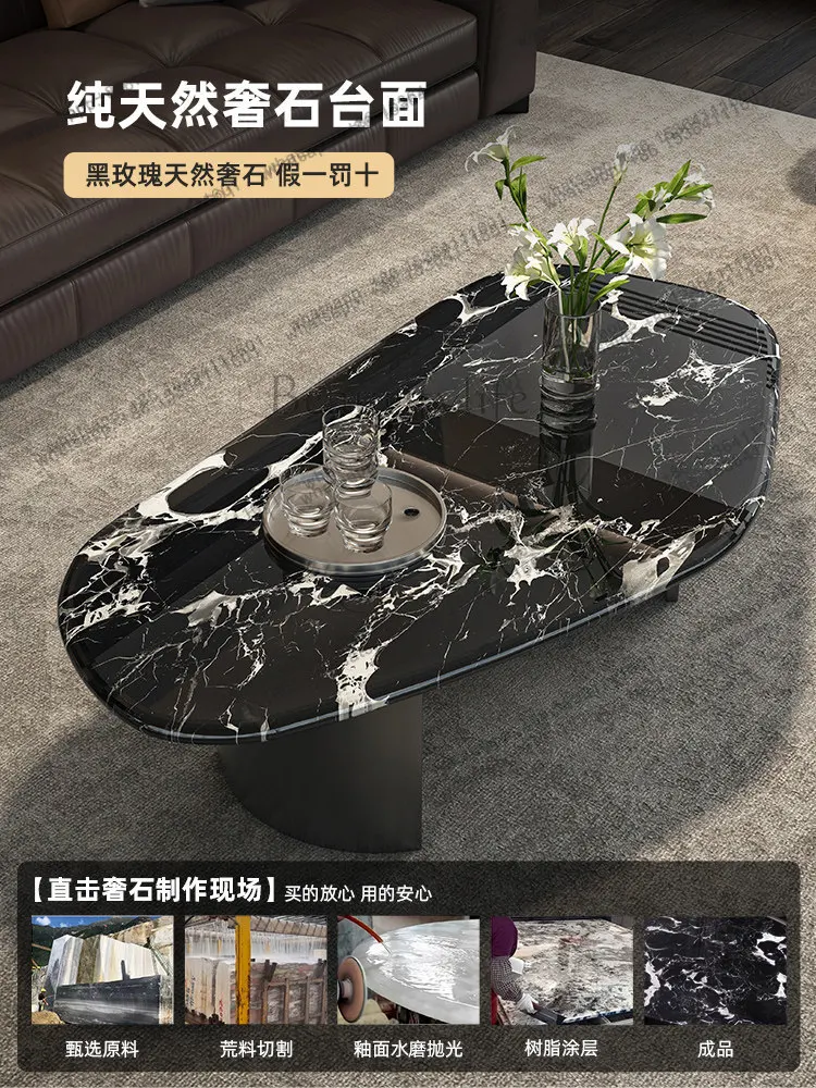 Factory Direct Natural marble coffee table Italian minimalist black rose luxury stone coffee table high-end household small apar