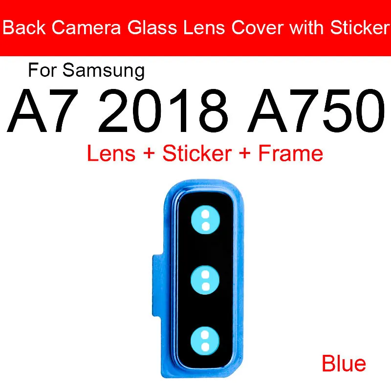 Back Rear Camera Lens With Sticker For Samsung Galaxy A7 2018 A750 Camera Glass Cover Frame Holder Replacement Repair Parts