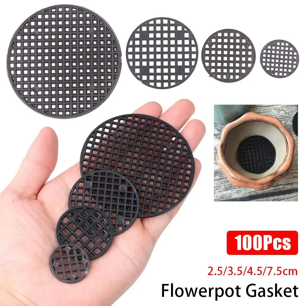 100/200/300Pcs Leak-proof Anti-corrosion Flowerpot Gasket Hole Bonsai Basin Plastic Round Grid Bottom Pad Breathable