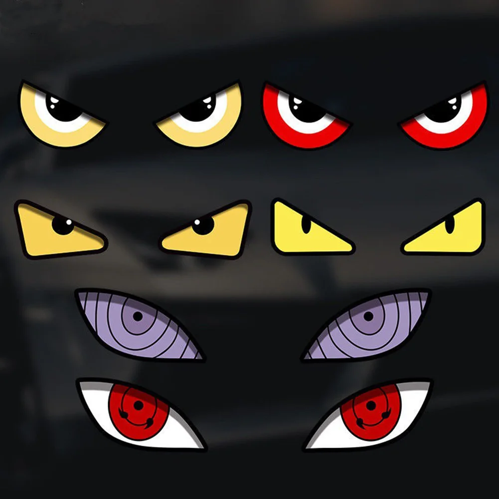 

1 пара автомобильных наклеек, светоотражающая наклейка для глаз, мотоциклетный кузов, шлем, лобовое стекло, хвостовая коробка, наклейки для глаз, креативные наклейки на окно автомобиля