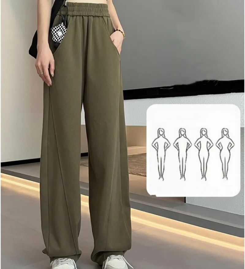Pants Women Autumn Mopping Banana Pants Girl Red Wide Leg High Waist Straight Trousers Pants Casual Sports Pants