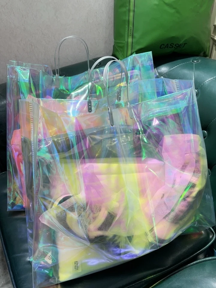 Laser Hologram Holographic Bag Easy Carry Sympony Shopping Big Volume Bag Gift Package Store Promotion