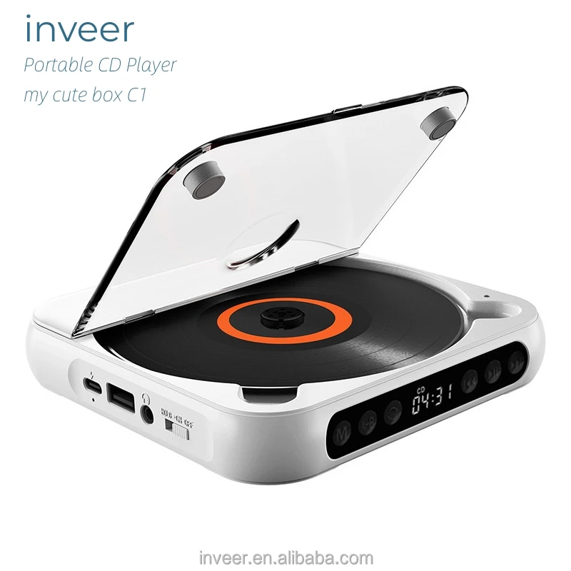 

2025 hot sale Inveer 4hrs Long battery Blue Tooth Transmitter Function Portable CD Player With 2W Speaker For TWS Earphone Or