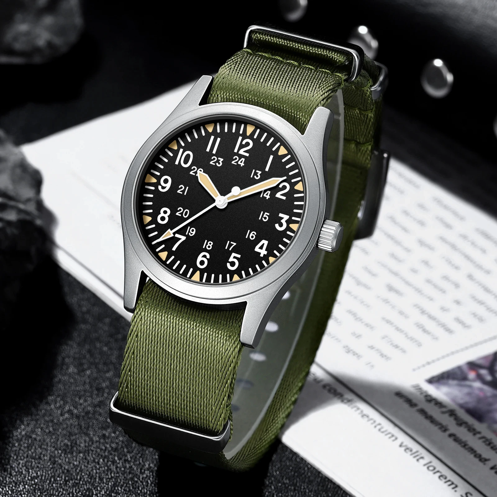 MILITREK 2026 Neue 37mm Militär Retro Gürteluhr Herren VK31 Quarzuhr Edelstahl 100m Wasserdicht C3 Nachtlicht Reloj Hombre – Detail 10