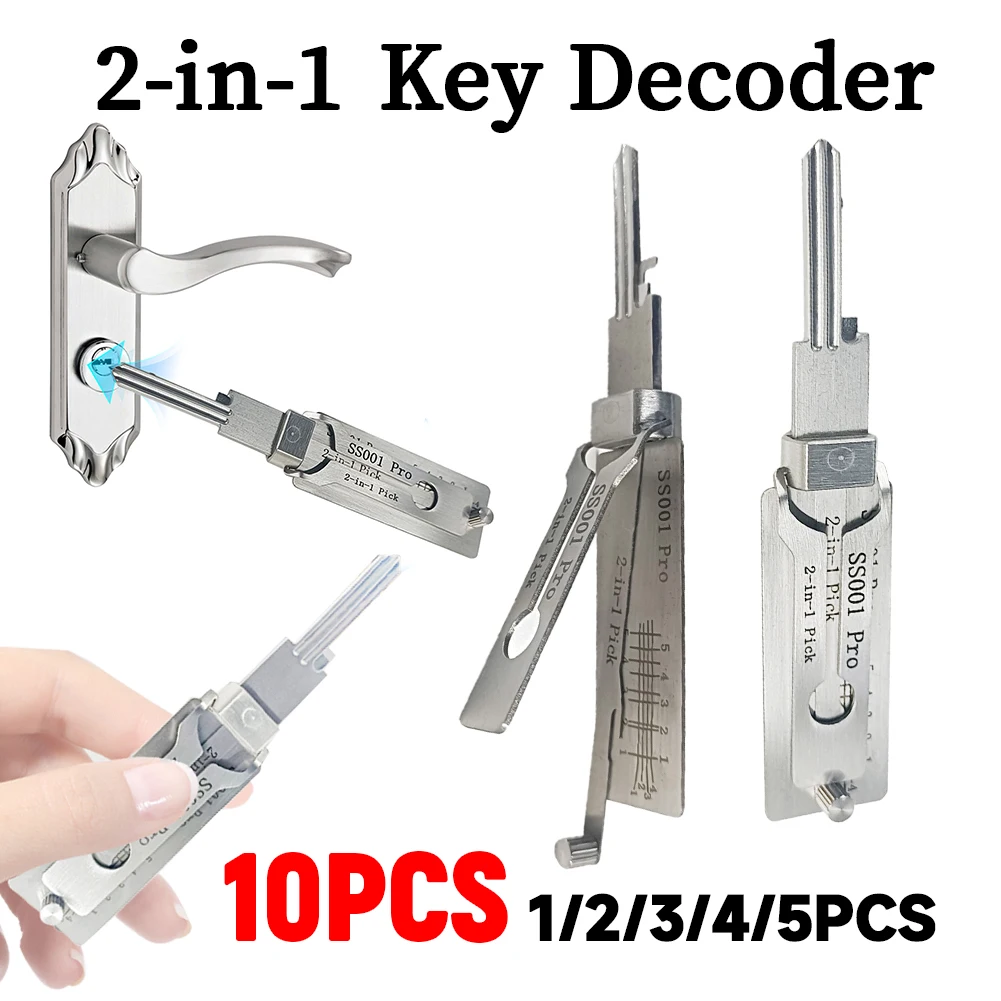 

2-in-1 Stainless Steel Key Decoder SS001 Precision Tools O-ring Pickup Kit Hook Tool Pickup Hand Tool Maintenance Repair Kit