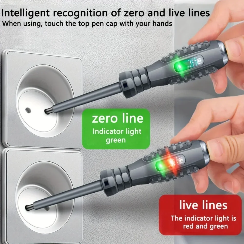 1Pcs Multifunctional Electrician Test Screwdriver AC Non-contact 70-600V Red Green Induction Light Test Pen Voltage Tester