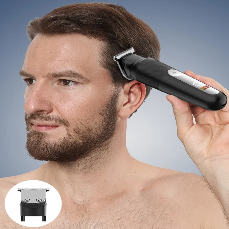 New Men's Hair Trimmer Body Hair Trimmer Multifunctional Home Hair Clippers 5in1 Razor Nose Hair Trimmer LED Lights LCD Display