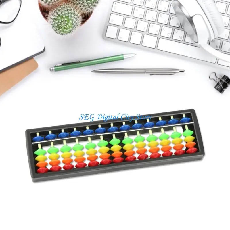 U75B Rainbow Colored 13 Row Counting Frame For Mental Math Training Durability Educational Tool Classroom Supplies Portable