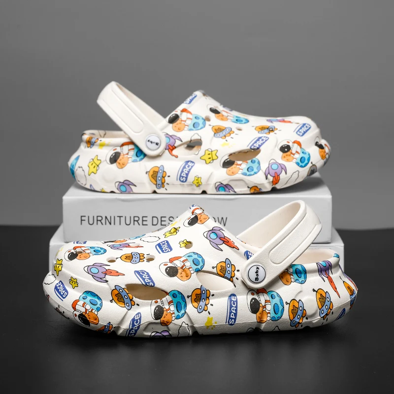 

New Children Cute Cartoon Clogs Kids Mules Summer Beach Slippers Sandals Cave Hole Baby Dinosaur Garden Shoe For Boys Girls