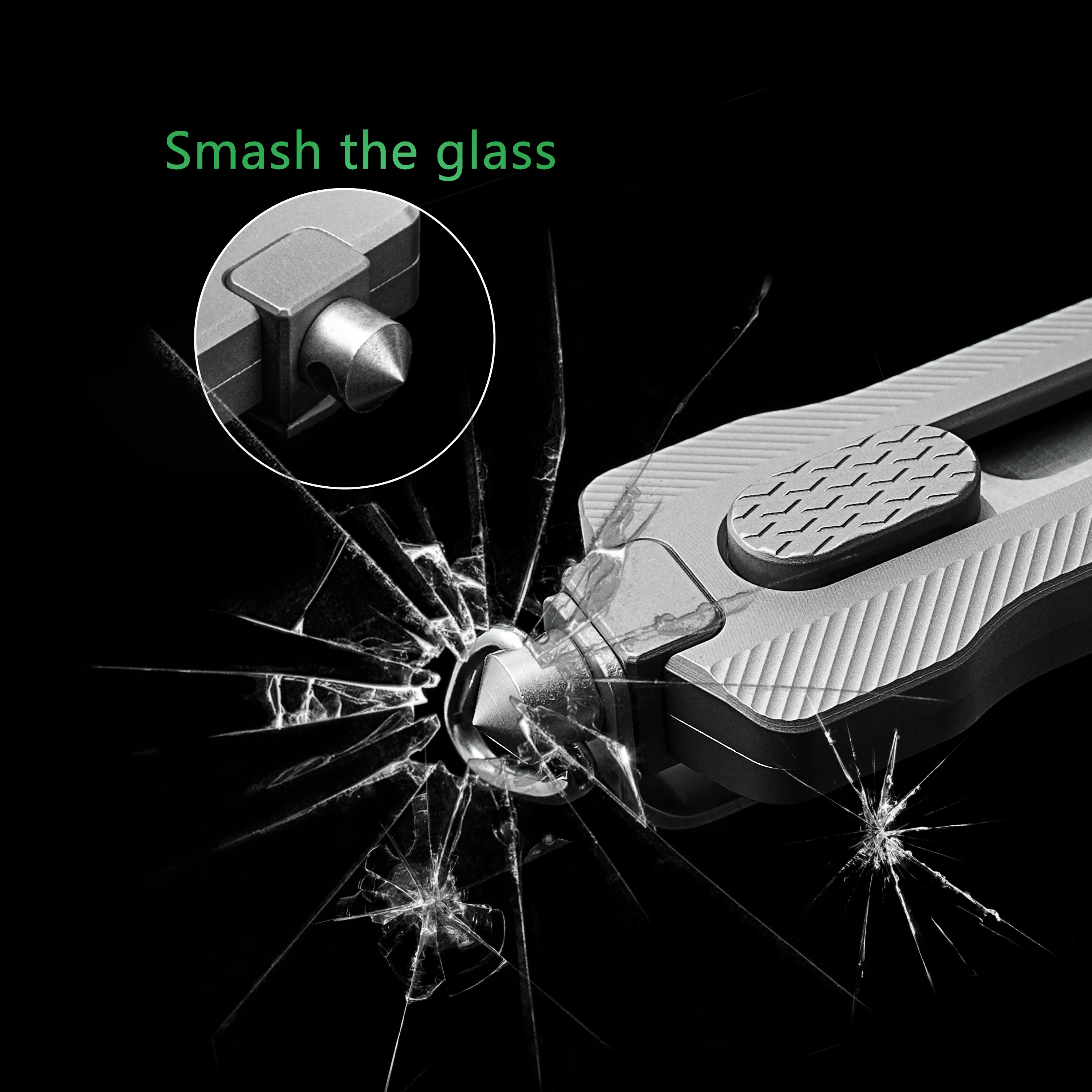 TGZUO التيتانيوم سكّين متعدّد الاستخدامات D2 الصلب شفرة صغيرة صندوق القاطع متعددة الوظائف كسر نافذة في الهواء الطلق EDC فضي مع مشبك وحقيبة #2