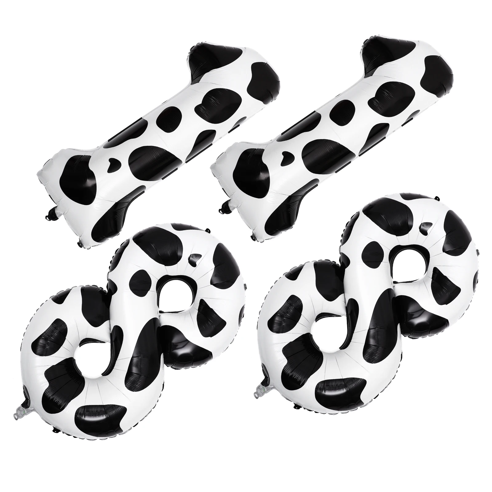 

4Pcs Cow Pattern Balloons Foil Number 1 and 8 18Th Birthday Party Decoration Supplies for Wall Door Ceiling Use