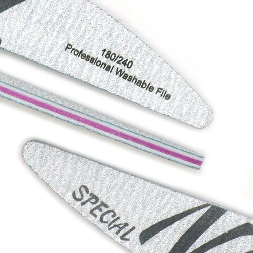 10/25/50 قطعة رمادي المهنية قابل للغسل ملف الأظافر 180/240 الصنفرة على الوجهين الرملي عازلة كتلة UV جل نصائح مانيكير ملفات الأظافر