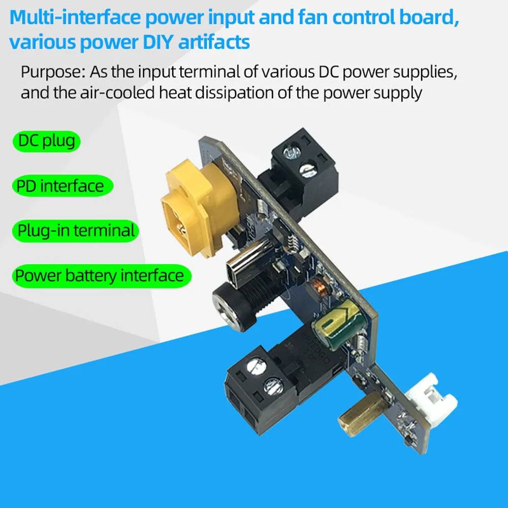 XY-FAN Multi Interface Power Input and Fan Control Board Various  Power Supply DIY Module Three Gear Adjust DC6-70V Module