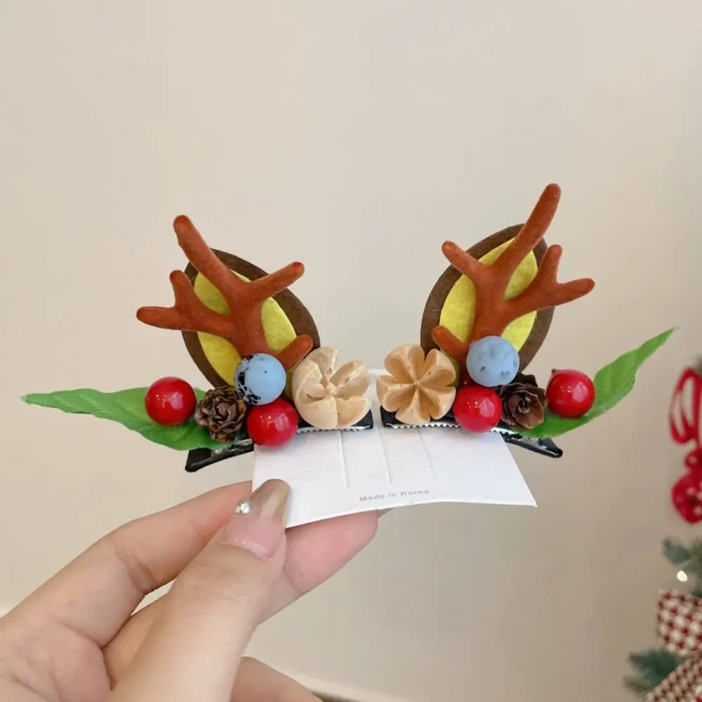 1 par de alta qualidade bonito chifre de alce natal hairpin antler acessórios para o cabelo portátil grampos de cabelo inverno crianças presentes