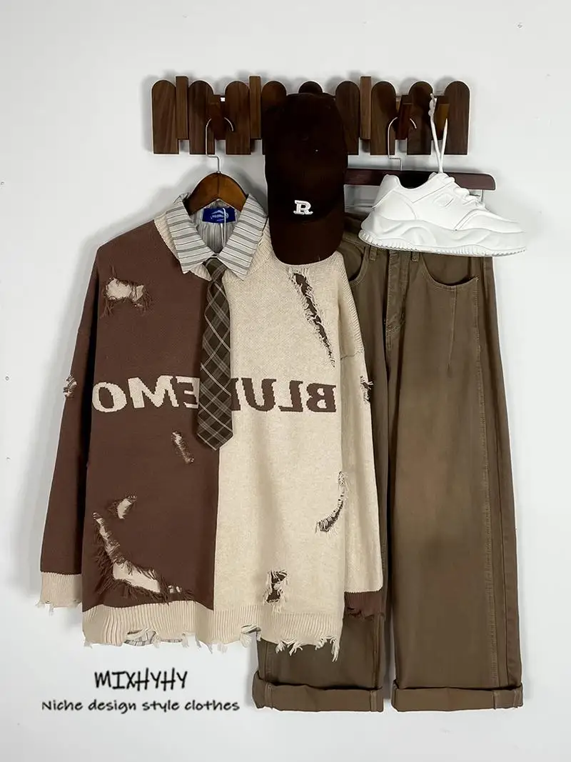 

MIXHYHY Men's Autumn Winter Knitted Sweater Color Blo Design Long Sve round Ne Top Youthful Vitali Sle No Brand