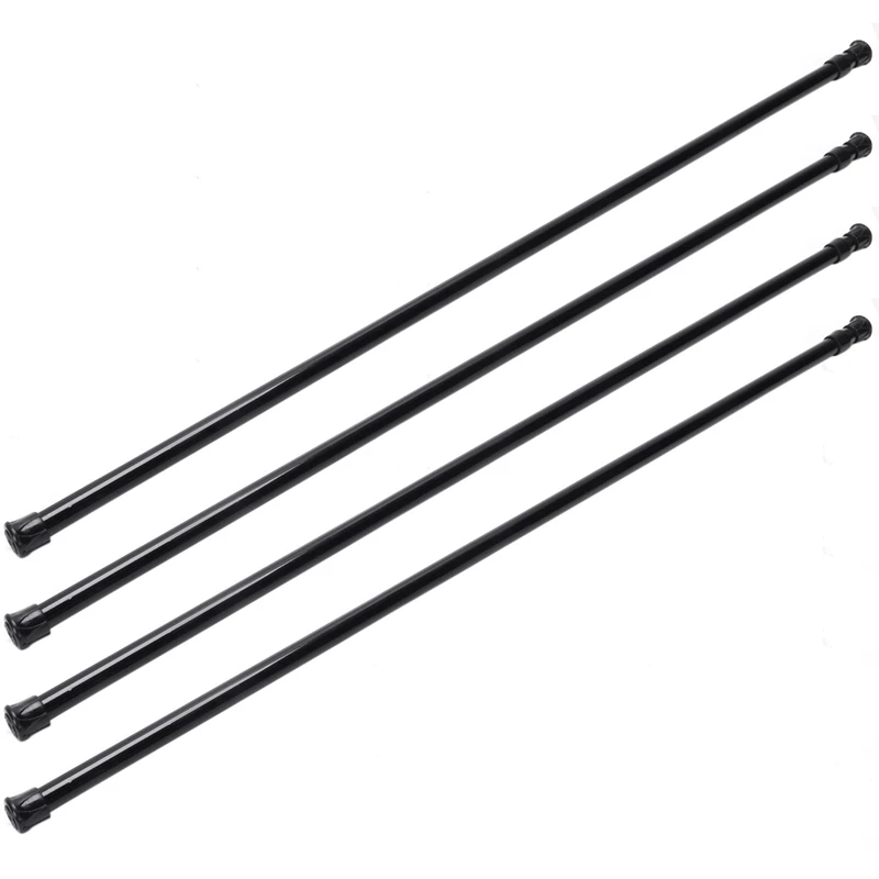 Varillas extensibles con resorte telescópico, Riel de cortina de tensión, 70-120Cm, negro, 4 unidades
