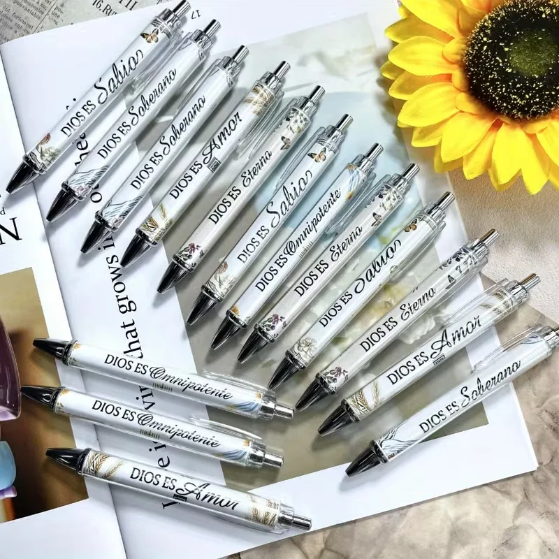 15pcs Spanish Christian inspirational ballpoint pens, suitable for diaries, offices, churches, and back-to-school gifts
