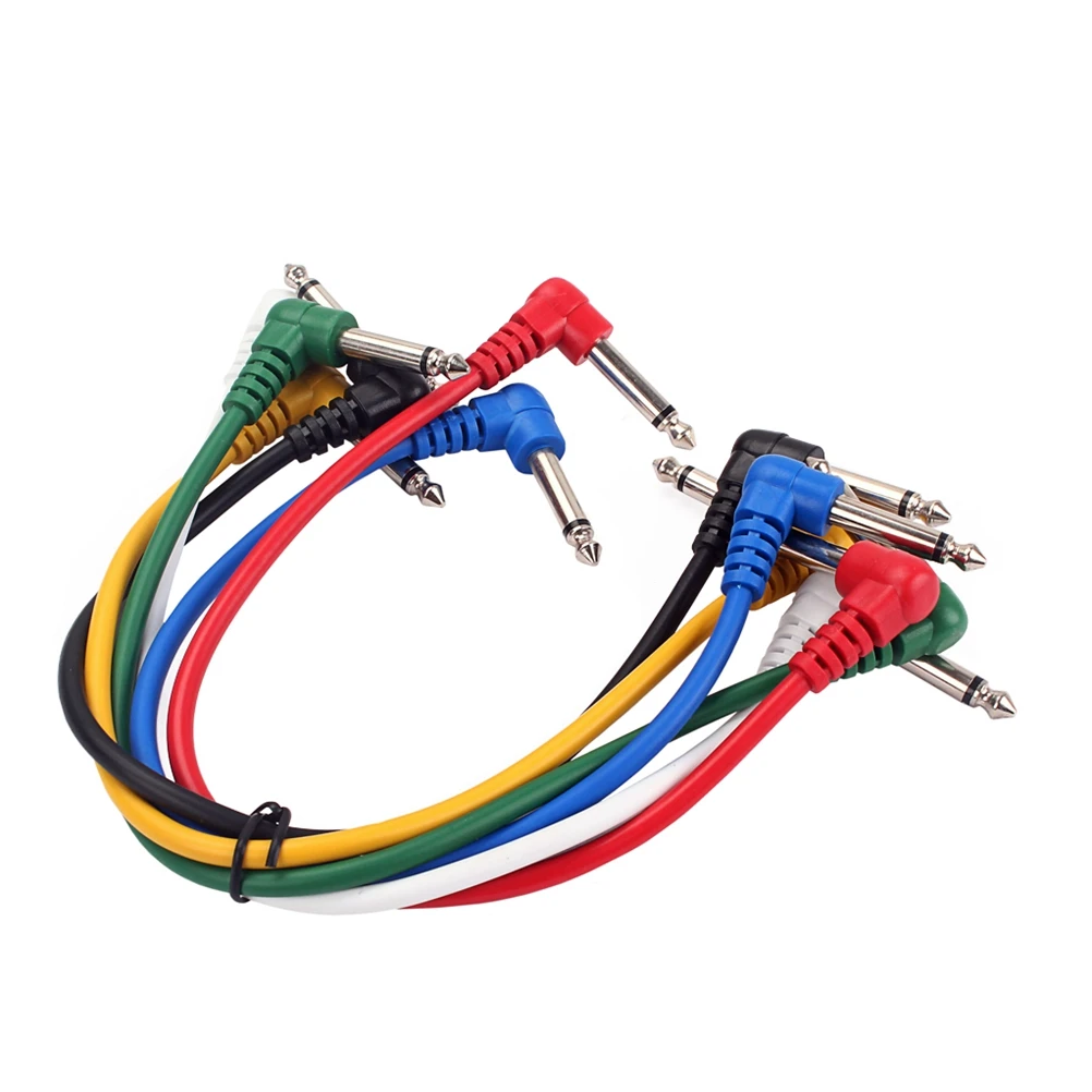 

6 PCS Guitar Patch Cables Cords Guitar Pedal Connector Cables Leads with 1/4 inch 6.35mm Right Angle Plugs For Guit