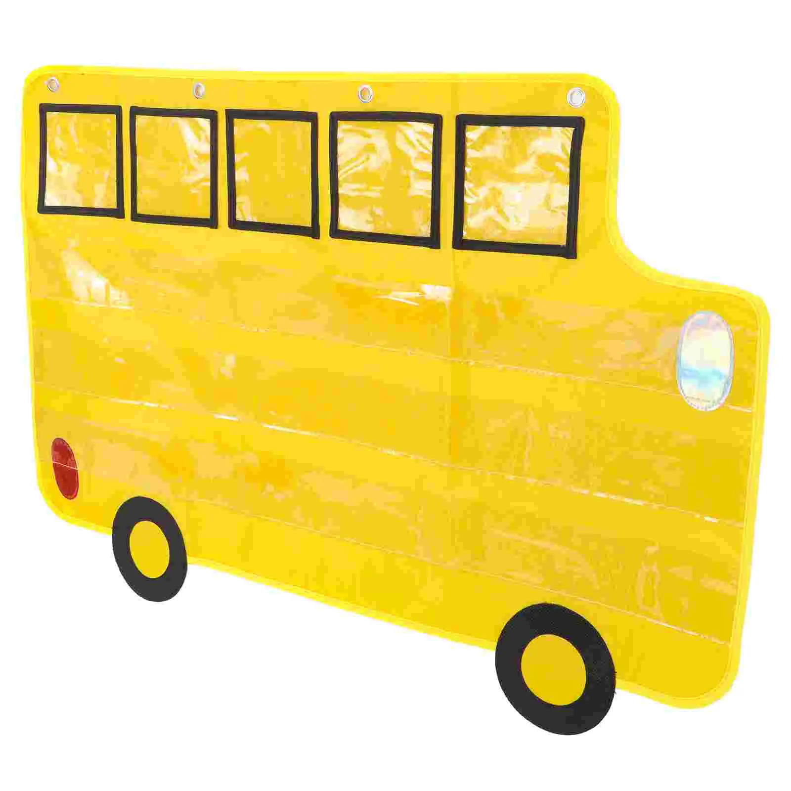 School Bus Hanging Bag Classroom Decoration Pocket Organizer Charts for Wall-mounted Back to Treat Bags Cloth Pouch