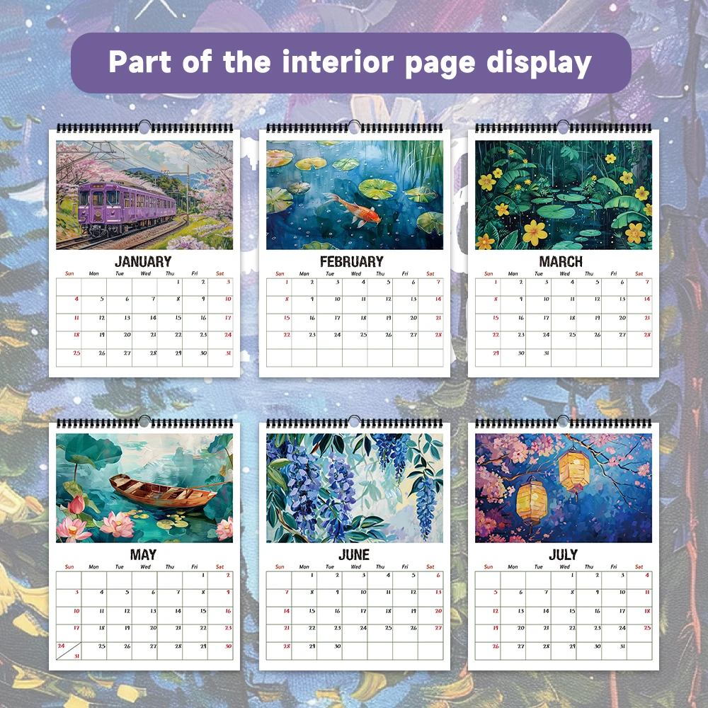 

1pc 2026 Wall Calendar, Dreamy Beautiful Design, 12 Unique Patterns, Monthly Plan,Perfect Gift for Birthdays,Christmas, New Year
