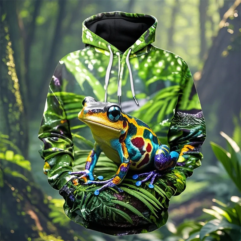 

New Cute Tree Frog Hoodies Men Kids 3D Printed Animal Frog Graphics Oversized Hoodie Hot Sale Pullover Sweatshirt