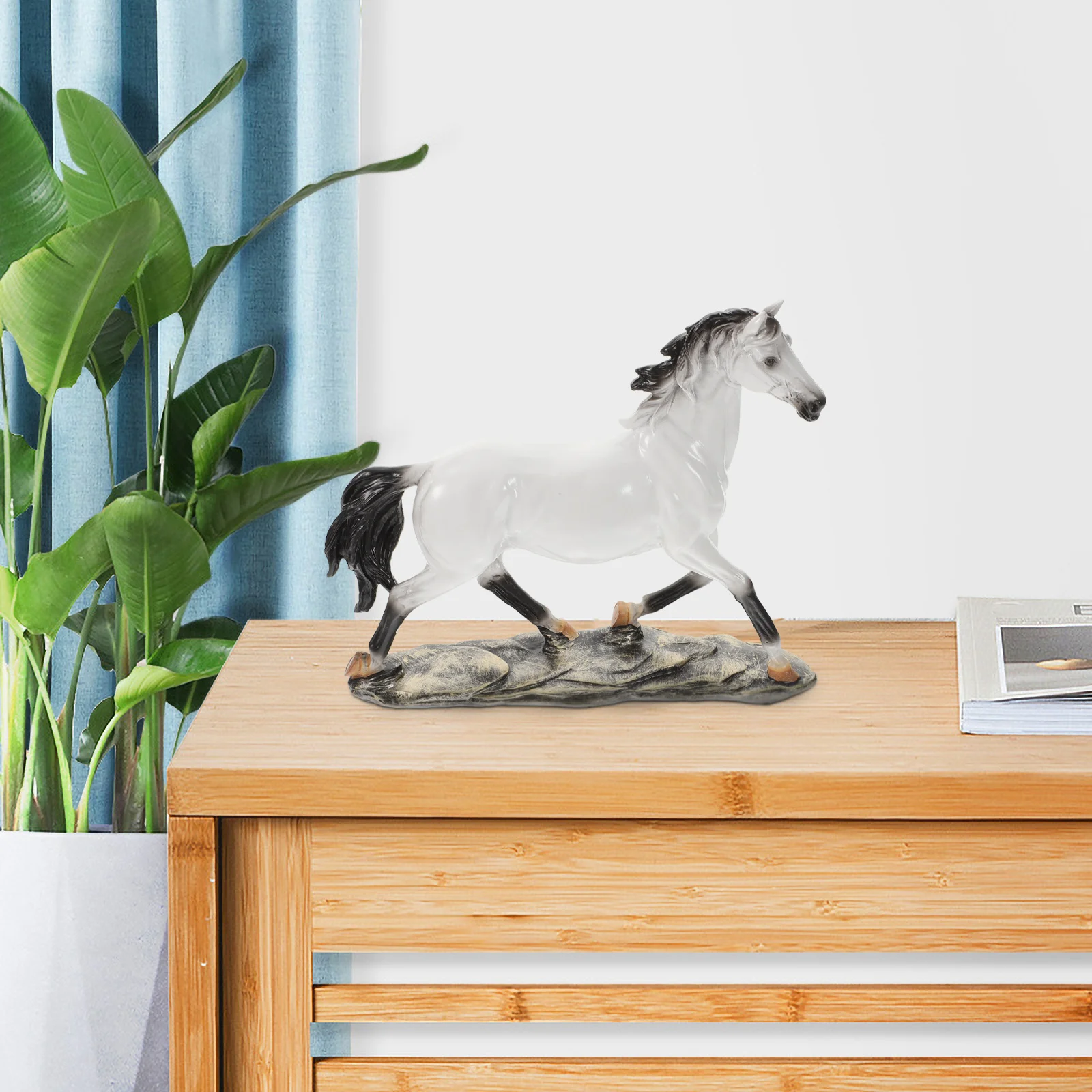 Imikeya Vintage Decor Horse Figurine Collectible Home Office Tabletop Ornaments White Statue Chinese