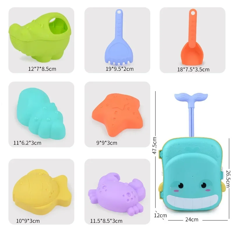 2024 New Summer Seaside Beach sand Play Whale Large Kit  Water Toy Sand Bucket Pit Tools Outdoor Toys For Kids Boy Girl Gifts