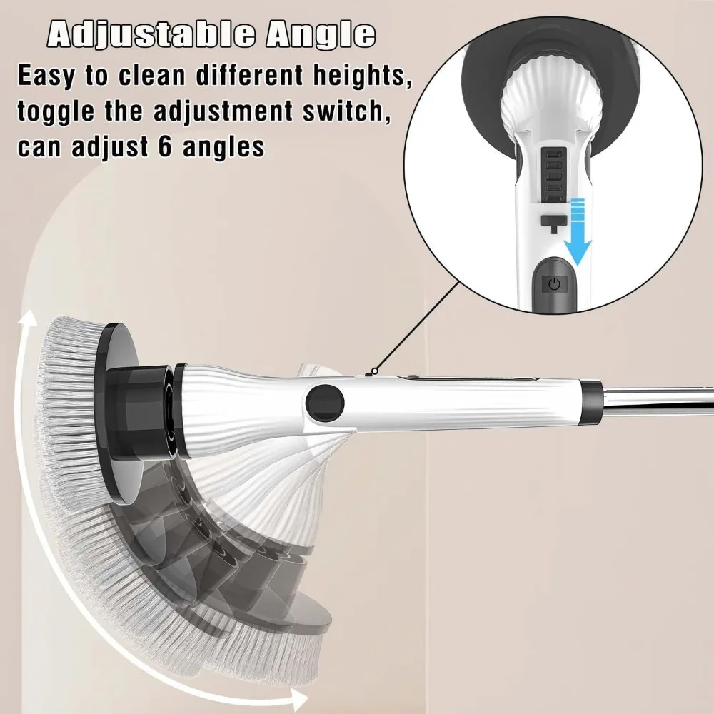 Purificador giratório elétrico sem fio 8 em 1, escova de limpeza recarregável com 8 cabeças para banheira de azulejos de banheiro