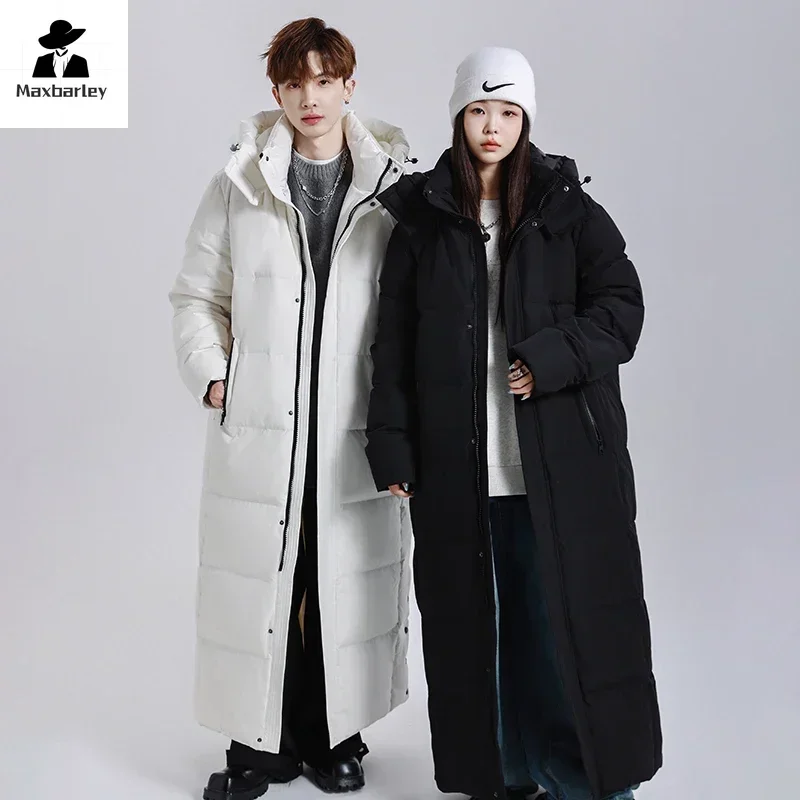 2024 inverno longo para baixo jaqueta de luxo das mulheres dos homens leve com capuz ganso para baixo quente parka streetwear neve grosso puffer jaqueta