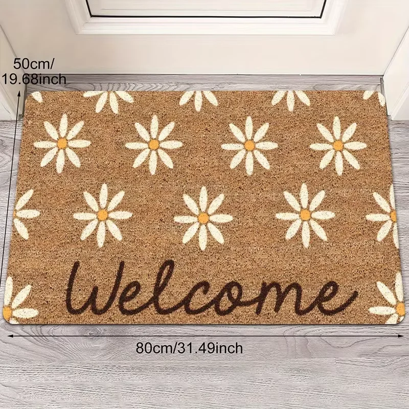 VIKAMA Small Chrysanthemum Carpet Cow Green Doormat Welcome Mat Outdoor Carpet Rug For Bedroom Living Room Carpet Washable Home view 6
