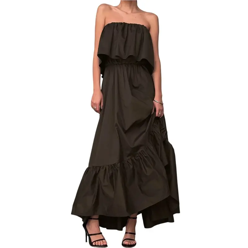 

CYL-Womens Strapless Tiered Midi Dress - Perfect For Cocktail Parties & Weddings