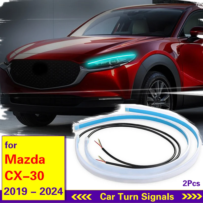 Headlamp Light Guide Strip For Mazda CX-30 CX30 2019-2024 Scan LED Running Water Light Car Decorative Light Turn Signal Light