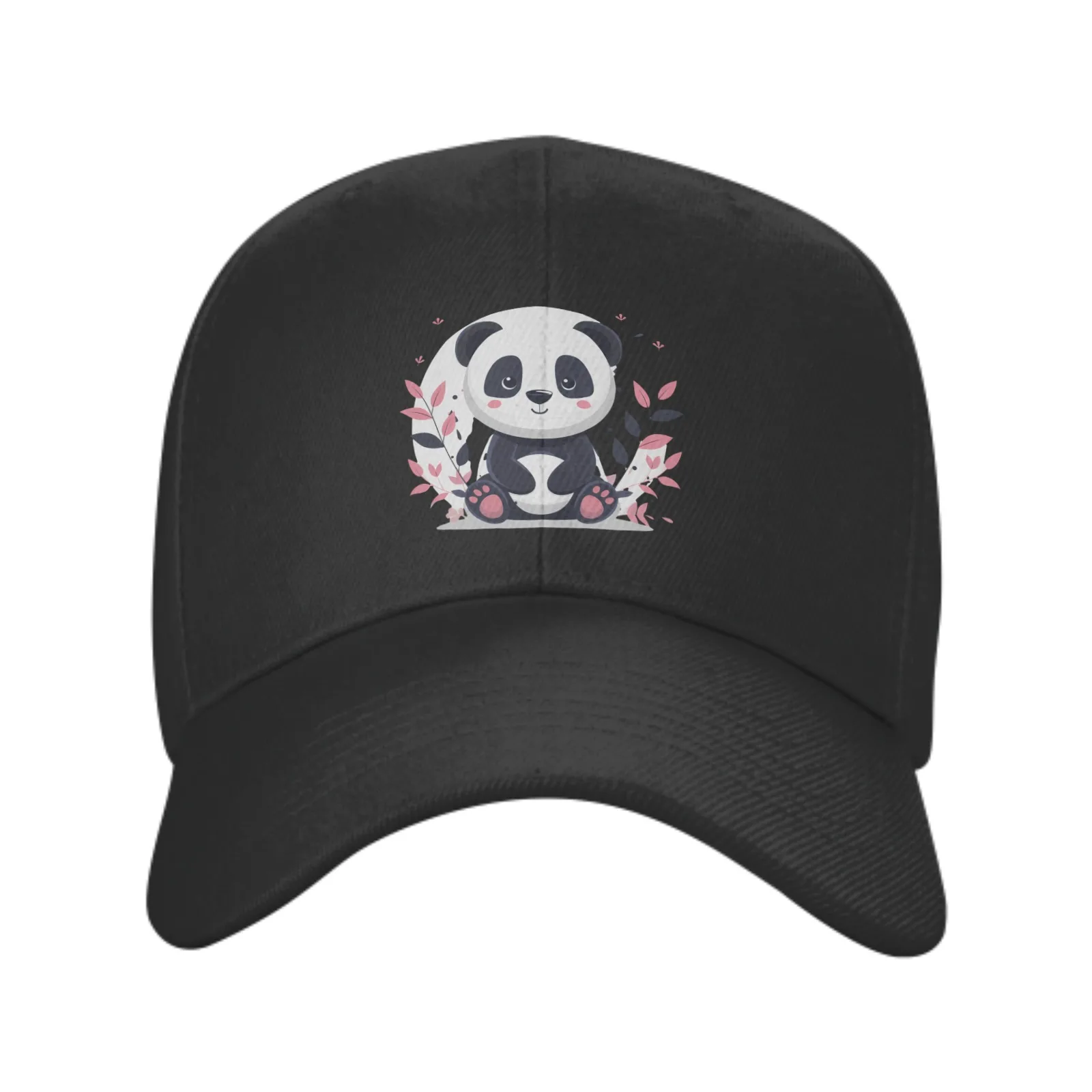 Cartoon Panda Sitting In Diaper Among Flowers Hat Fashionable Men's And Women's Hat Suitable For All Seasons