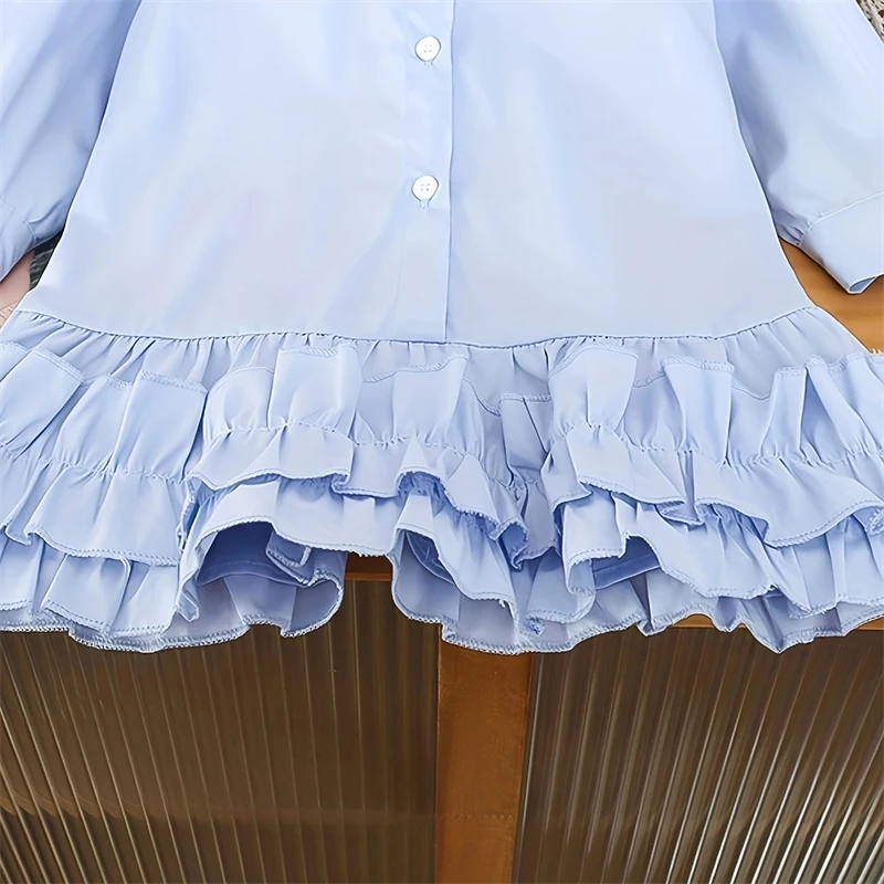 1-6 Jahre alt Modische Kinder Hemdkleid Baby Mädchen Einfache Kleidung Einfarbig Kind Weiche Kleider Neugeborene Kleinkinder Kostüm – Detail 4